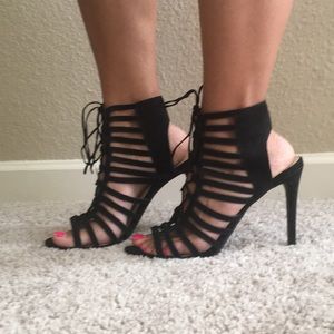 Strappy black heels